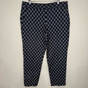 Talbots Signature Ankle Pants Geometric Print Navy/White Career Women’s Size 12